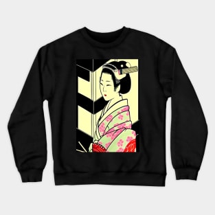 Japanese geisha, woodblock style Crewneck Sweatshirt